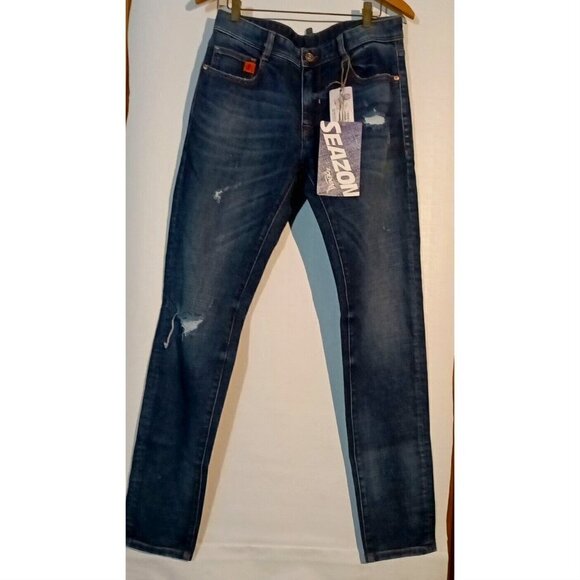 Seazon Denim - SEAZON Denim Size 12 Skinny Stretch Distressed Jeans 31 x 33